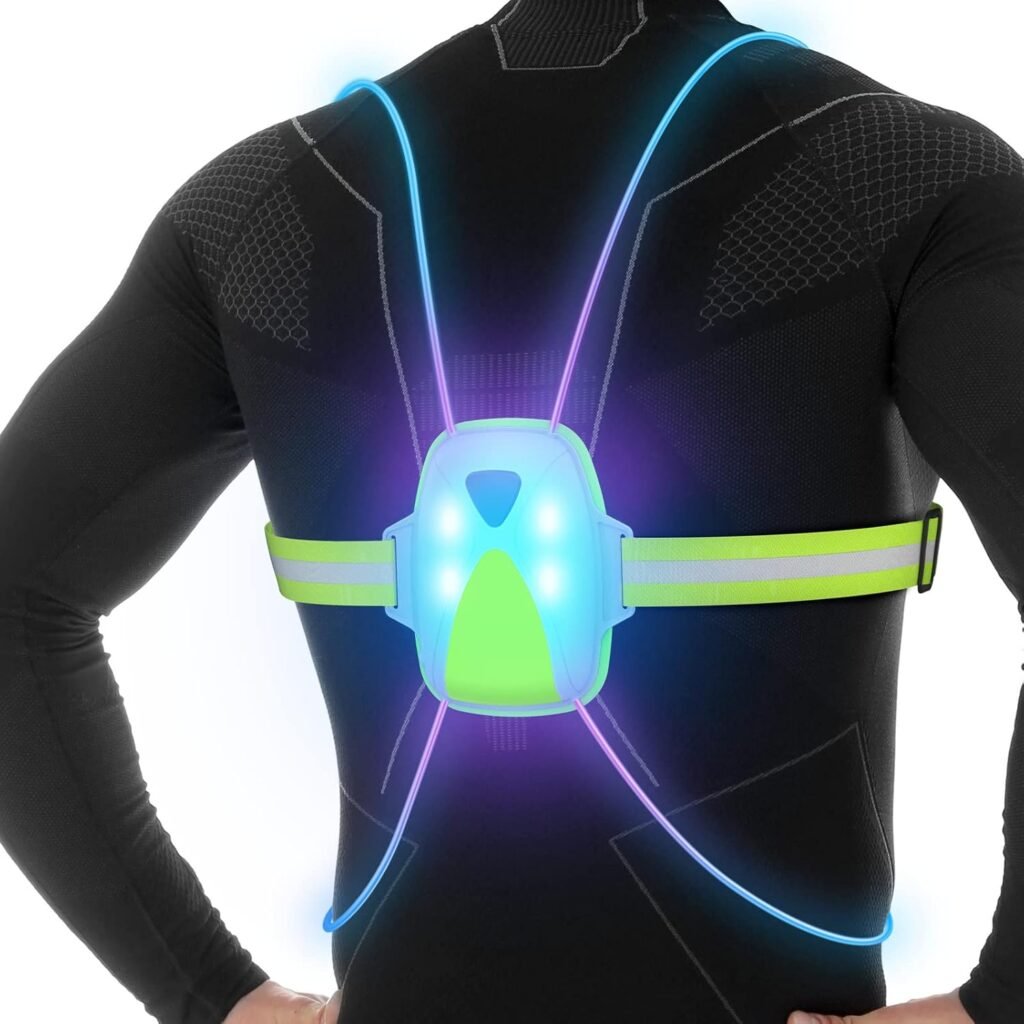 
									Reflective Running Vest with Front Light,Running Lights for Runners,Reflective Running Gear for Men/Women Running,Cycling or Walking, High Visibility Warning  Lights