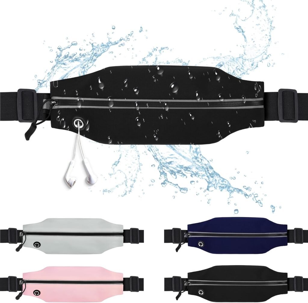 
									Slim Running Belt For Men and Women Waist Fanny Pack Phone Holder Pouch Bag Reflective Zipper Pocket Workout Cycling Fitness