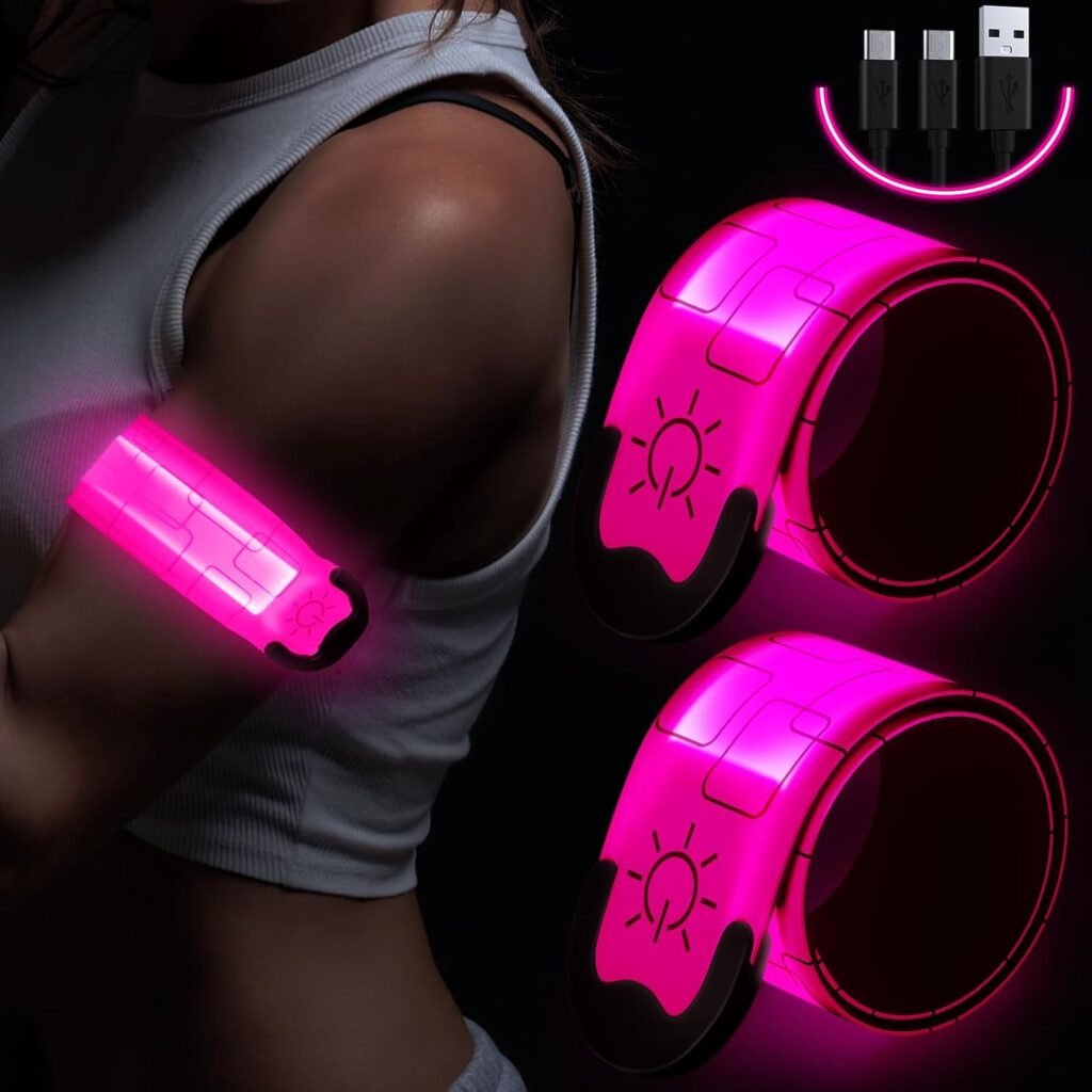 
									Armband Rechargeable for Running(2 Pack), Running Lights for Runners, Running Lights, High Visibility Reflective Running Gear Adjustable Light Up Arm Bands for Men Women Kids