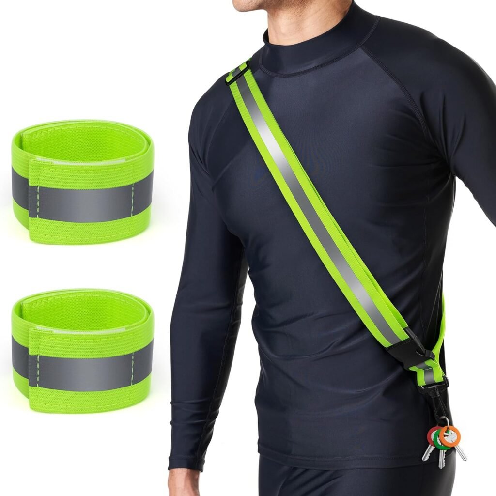 
									Reflective Sash for Walking at Night, High Visibility Reflective Running Gear Night Walking Safety Gear for Men Women Kids, Reflective Sash with 2 Pcs Reflective Armbands for Running Walking