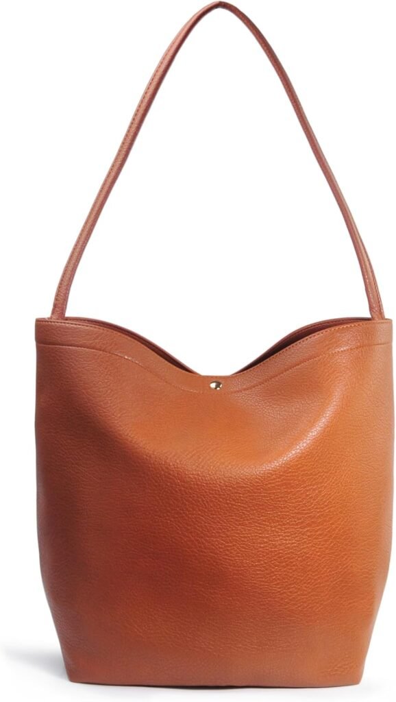 
									Bags for Women Vegan Leather Bucket Bags Minimalist Shoulder Handbag