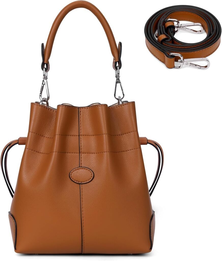 
									Bucket Bag for Women Trendy Crossbody Shoulder  and Handbags Leather Tote Bag   Drawstring Bucket Bag